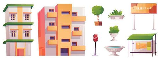 City elements, street constructor isolated set vector