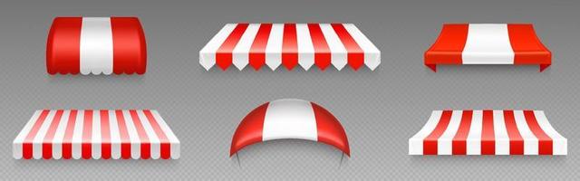 Awnings, shop tents, canopy, street market shades vector
