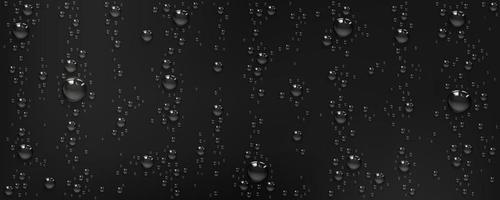 gotas de agua realistas sobre una superficie húmeda negra vector