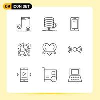 Set of 9 Modern UI Icons Symbols Signs for women female phone eight samsung Editable Vector Design Elements