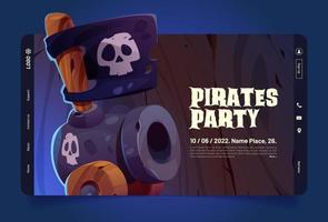 Pirates party landing page cartoon template vector