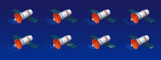 satélite de comunicación isométrica con antena vector