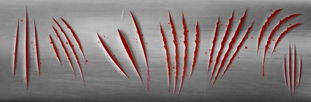 Metal texture with red scratches of animal claws vector