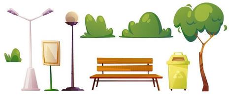 Set of city elements, constructor, park items vector