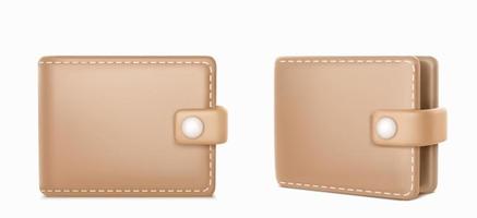 Leather wallet 3d render front and angle view vector