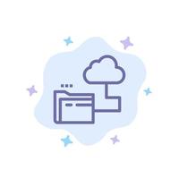 Cloud Folder Storage File Blue Icon on Abstract Cloud Background vector