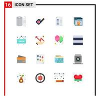 Pictogram Set of 16 Simple Flat Colors of open shop check online paper Editable Pack of Creative Vector Design Elements