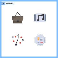 User Interface Pack of 4 Basic Flat Icons of bag plan album song chip Editable Vector Design Elements