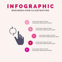 Finger Hand Refresh Gesture Solid Icon Infographics 5 Steps Presentation Background vector