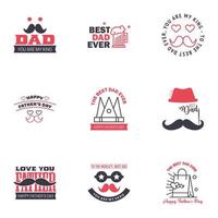 Happy fathers day 9 Black and Pink vintage retro type font Illustrator eps10 Editable Vector Design Elements