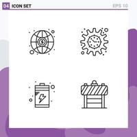 Universal Icon Symbols Group of 4 Modern Filledline Flat Colors of global device funding project goal board Editable Vector Design Elements