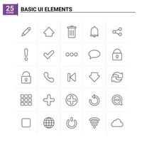 25 Basic Ui Elements icon set vector background