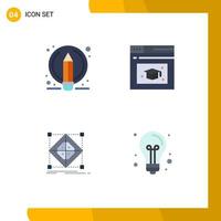 4 Universal Flat Icon Signs Symbols of writing grid pencil cap preparation Editable Vector Design Elements