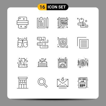 16 Outline concept for Websites Mobile and Apps sandal book notepad apple sold Editable Vector Design Elements