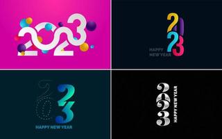 gran conjunto 2023 feliz año nuevo diseño de texto de logotipo negro. Plantilla de diseño de 20 23 números. colección de símbolos de 2023 feliz año nuevo vector