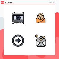 Modern Set of 4 Filledline Flat Colors Pictograph of chat user god old right Editable Vector Design Elements