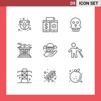 9 Thematic Vector Outlines and Editable Symbols of gdpr financial payment bank medical Editable Vector Design Elements