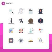 User Interface Pack of 16 Basic Flat Colors of bolt car shower auto gift Editable Pack of Creative Vector Design Elements