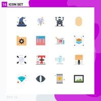 Set of 16 Vector Flat Colors on Grid for connect scanner robot scan identity Editable Pack of Creative Vector Design Elements