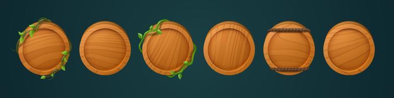 Game wooden buttons or user avatar frames vector