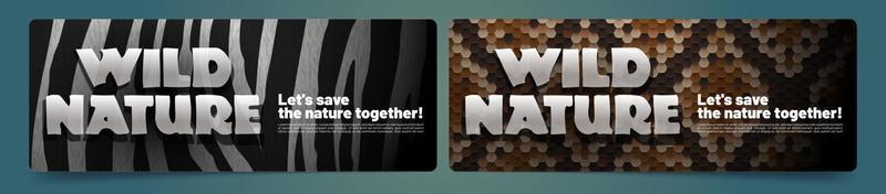 Lets save wild nature together banners, promotion vector