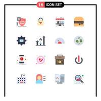 Set of 16 Modern UI Icons Symbols Signs for email communication heart hacker food shopping Editable Pack of Creative Vector Design Elements