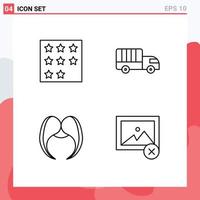 Pack of 4 Modern Filledline Flat Colors Signs and Symbols for Web Print Media such as achievement moustache rank lorry movember Editable Vector Design Elements