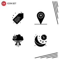 Set of 4 Commercial Solid Glyphs pack for tag nuclear beach location war Editable Vector Design Elements