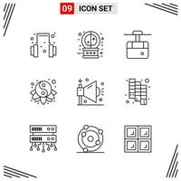 9 Icons Line Style Grid Based Creative Outline Symbols for Website Design Simple Line Icon Signs Isolated on White Background 9 Icon Set Creative Black Icon vector background