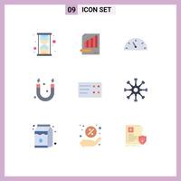 9 Universal Flat Colors Set for Web and Mobile Applications transport science graph magnet speed Editable Vector Design Elements