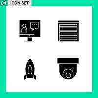 Pack of 4 Solid Style Icon Set Glyph Symbols for print Creative Signs Isolated on White Background 4 Icon Set Creative Black Icon vector background