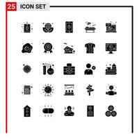 25 Thematic Vector Solid Glyphs and Editable Symbols of laptop computer lock surgery medical Editable Vector Design Elements