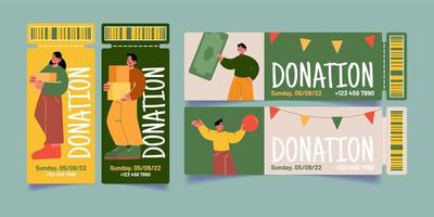 Tickets to donation event, volunteers promotion vector