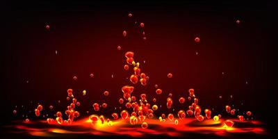 Hot liquid lava splash with flying red drops vector