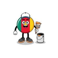 Character mascot of cameroon flag as a painter vector