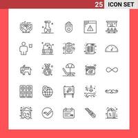 25 Icon Pack Line Style Outline Symbols on White Background Simple Signs for general designing vector