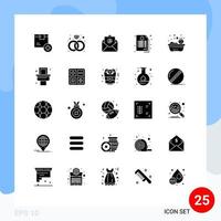 Group of 25 Modern Solid Glyphs Set for bathing baby email deal contract Editable Vector Design Elements