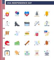 Paquete plano de 25 estados unidos de signos y símbolos del día de la independencia de transporte crema lanzador de naves espaciales estadounidenses elementos de diseño vectorial editables del día de estados unidos vector