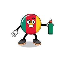 cameroon flag illustration cartoon holding mosquito repellent vector