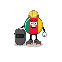 Mascot of cameroon flag as a welder vector