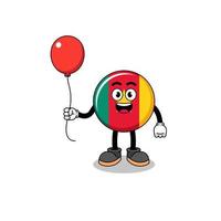 Cartoon of cameroon flag holding a balloon vector