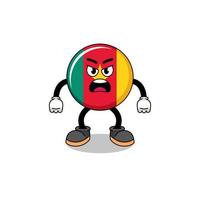 cameroon flag cartoon illustration with angry expression vector