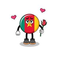 cameroon flag mascot falling in love vector