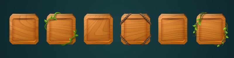 Square wooden frames for game user avatar vector