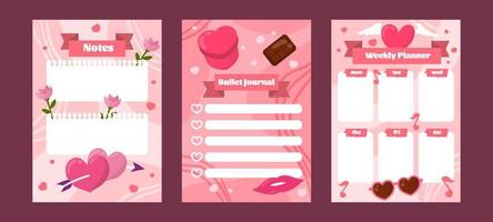 Valentine Table Pages Journal Template vector