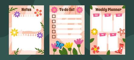 Spring Journal Table Pages Template vector