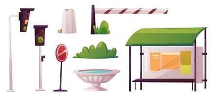 Set of city elements, constructor, street decor vector