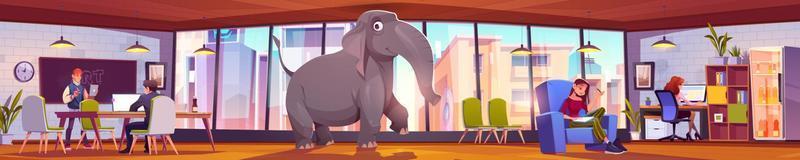 Elephant in office with working businesspeople vector