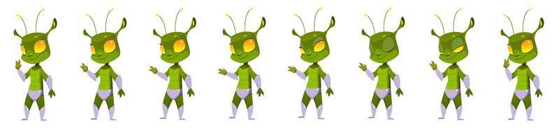hoja de sprite de animación de personaje alienígena de dibujos animados vector
