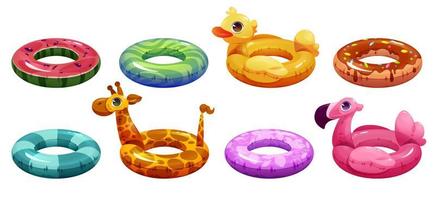 Inflatable rubber rings for swim in pool or sea vector